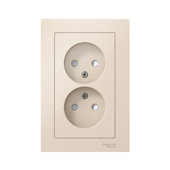 Розетка 2-м СП AtlasDesign 16А IP20 без заземл. защ. шторки в сборе беж. SE ATN000222