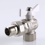 Кран шаровой Valtec BASE угловой с полусгоном 1/2" вн.-нар. белая рукоятка (VT.228.NW.04)