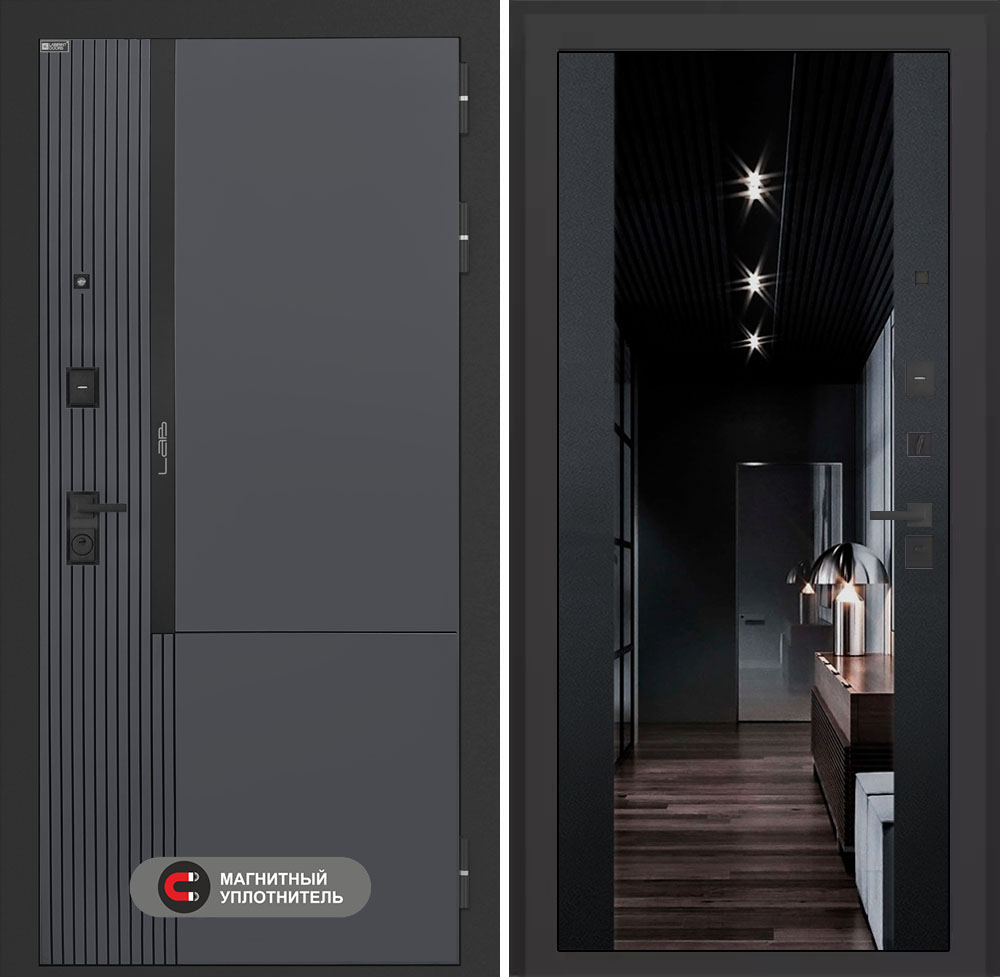 Входная дверь Лабиринт Лаб 2 Про - Зеркало максимум с тонировкой Черный кварц