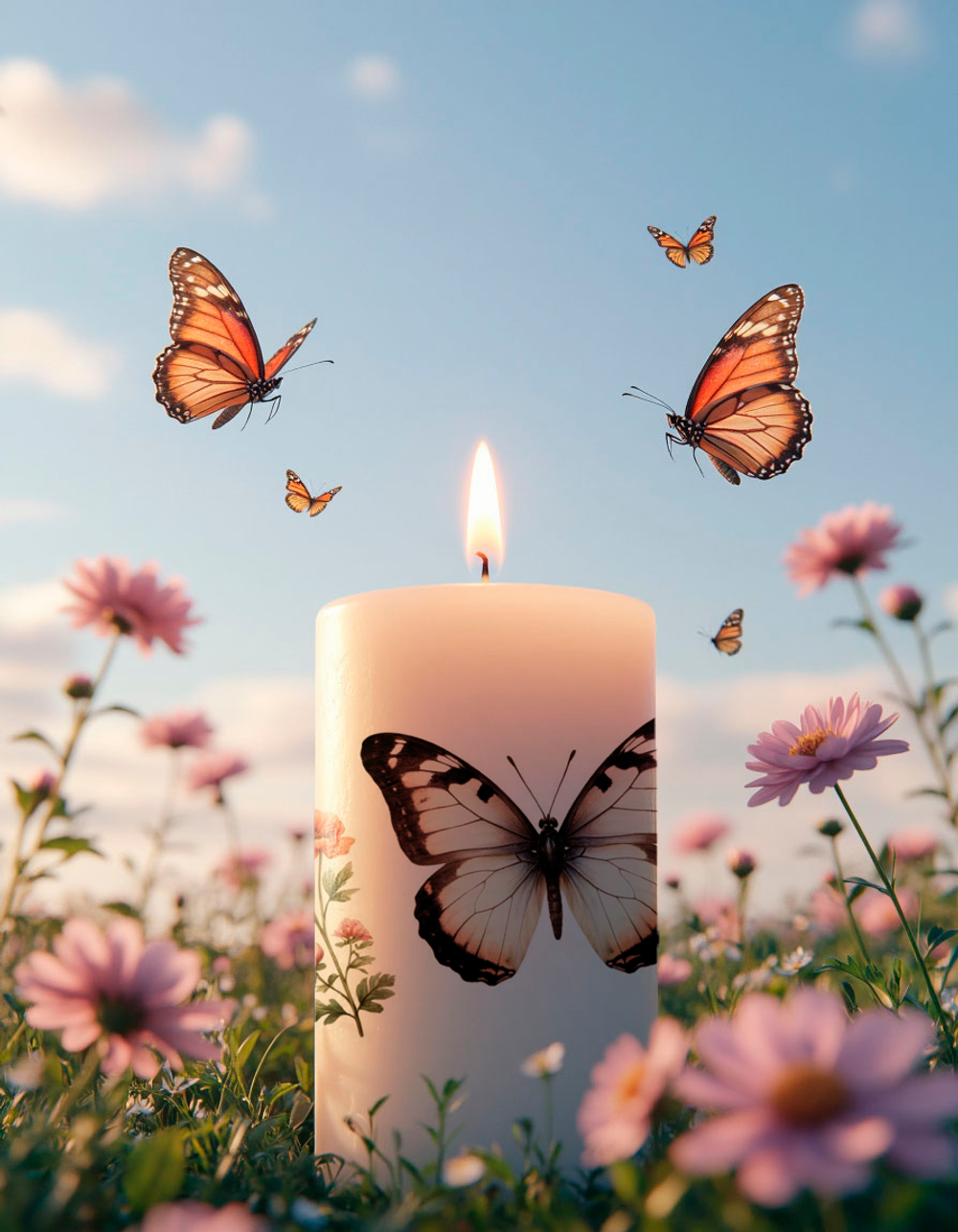 Трансфер переводной - декаль для свечей и гипса бабочки 006 А5