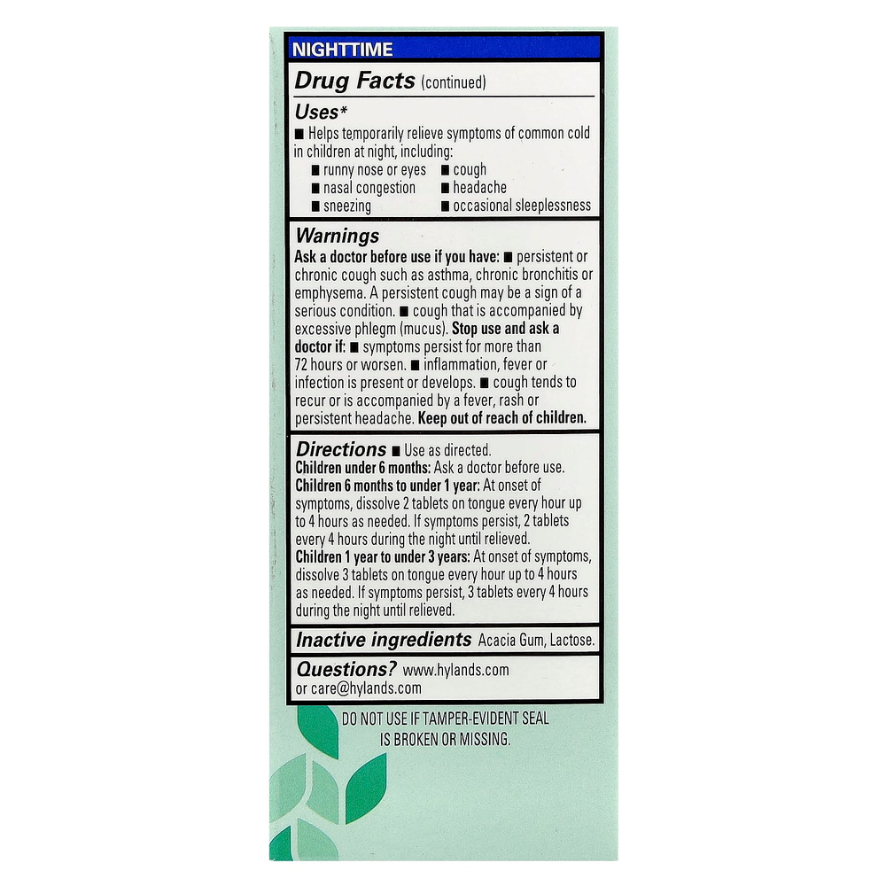 Hyland's Naturals, Для детей, комбинированная упаковка в крошечных таблетках от простуды, дневное / ночное время, для детей от 6 месяцев, 2 флакона, по 125 быстрорастворимых таблеток