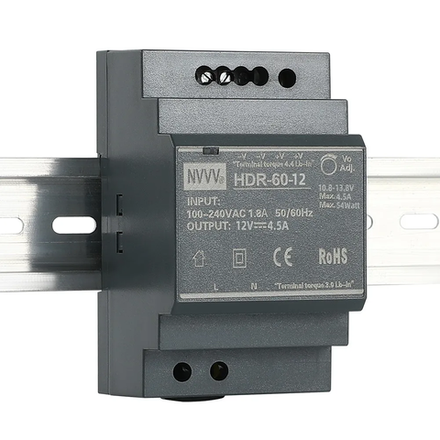 Импульсный источник питания NVV HDR 60W 12V (HDR-60-12) на DIN-рейку