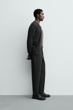 ZARA БРЮКИ REGULAR FIT КОМФОРТНОЙ ПОСАДКИ, ЧЕРНЫЙ