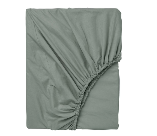 DVALA ДВАЛА Простынь на резинке, серо-зеленая,140х200 см