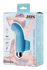 Голубая вибронасадка на палец JOS DANKO для точки G - 9,5 см. (Цвет: голубой)