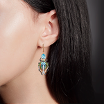 Серьги «Жуки-скарабеи» с английским замком из красного золота с миксом камней и эмалью