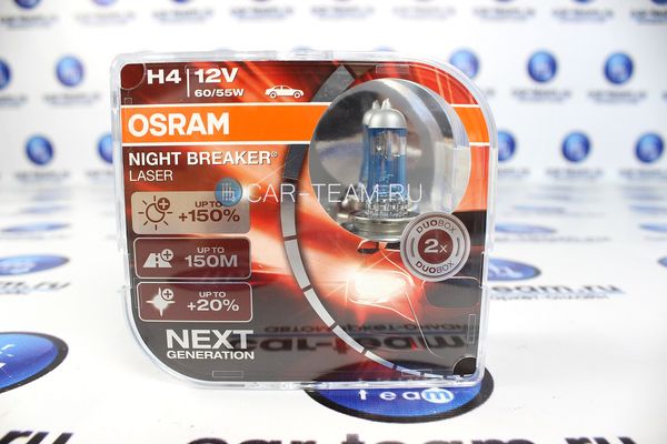 Автолампы "Osram" H4 Nightbreaker Laser +150% / 64193NL-HCB