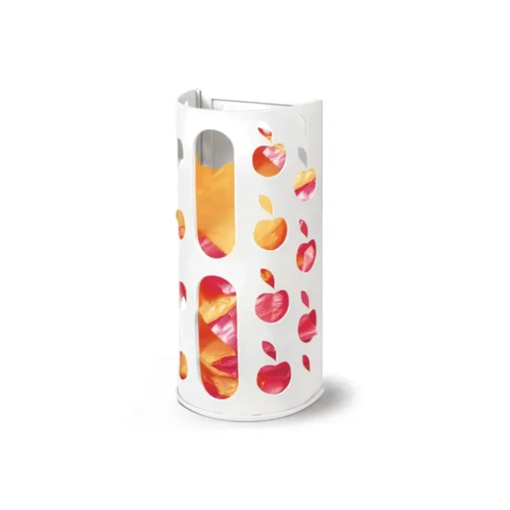 Держатель контейнер корзина APPLE для пакетов, мешков, бахил, 37,5х16х13 см, белый, LAIMA, 608368