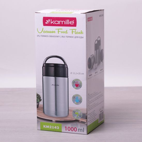 Термос для еды  Kamille KM 2142 (1 л.) из нержавеющей стали