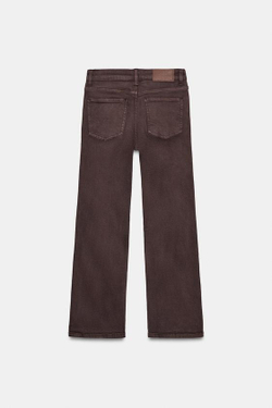 ZARA ДЖИНСЫ Z1975 MINI FLARE С ВЫСОКОЙ ПОСАДКОЙ, КОРИЧНЕВЫЙ