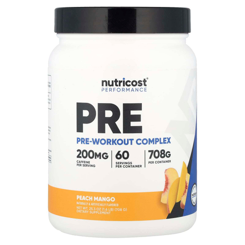 Nutricost, Performance, предтренировочный комплекс, персик и манго, 708 г (1,6 фунта)