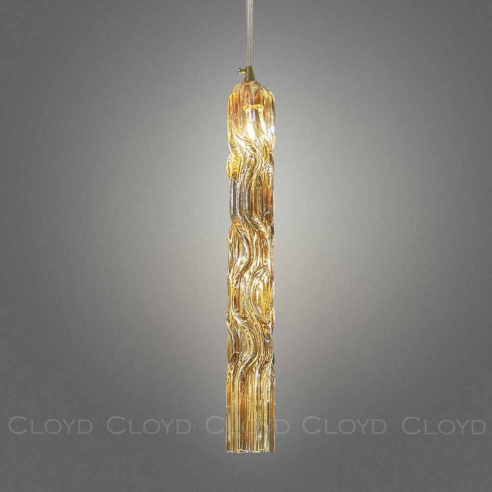 Подвесной светильник Cloyd ICEBERG-B P1 / Ø5 см - латунь - янтарное стекло (арт.11640)