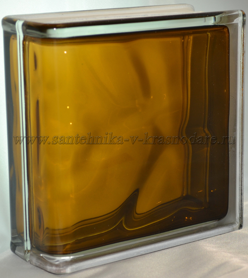 Торцевой стеклоблок бронза окрашенный изнутри Vitrablok   19x19x8