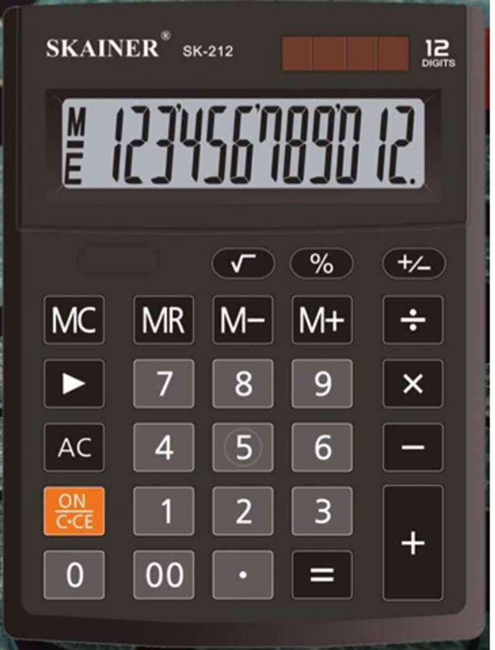 Калькулятор  12 разр. Skainer  настольный, двойное питание, черный SK-212  (CMB-1201BK)