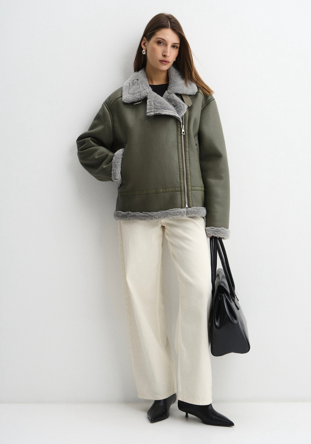 Дубленка Авиатор олива