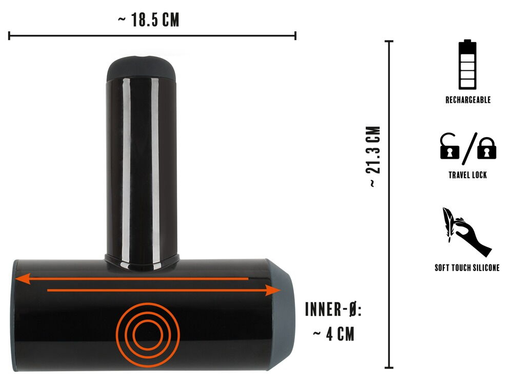 Черный мастурбатор с удобной ручкой Masturbator with 2 Functions (Цвет: черный)