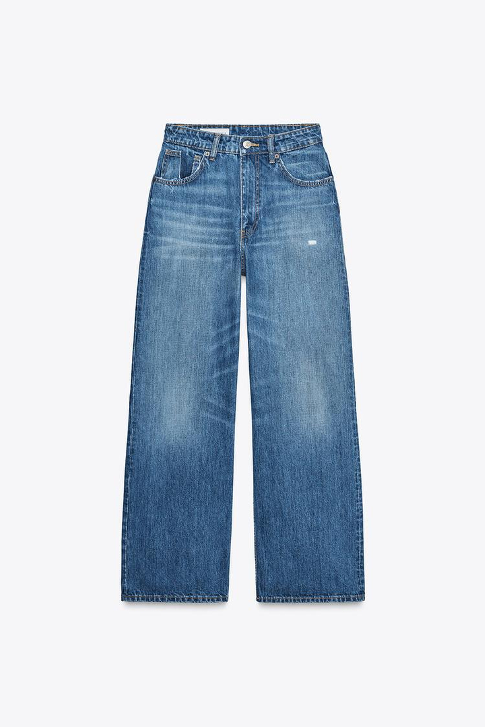 ZARA ДЖИНСЫ RELAXED ОВЕРСАЙЗ С ВЫСОКОЙ ПОСАДКОЙ, СИНИЙ