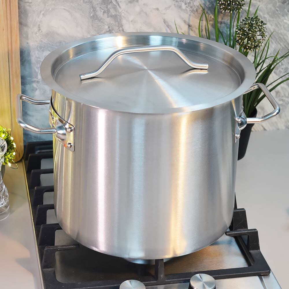 Кастрюля 10л, нерж.сталь, d=25см, h=21см, тройное дно, индукция, мерная шкала, "PROFESSIONAL" Luxaro