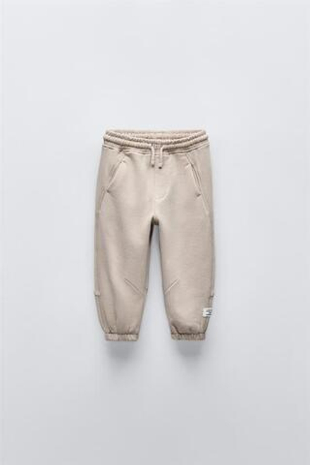ZARA БРЮКИ ИЗ МЯГКОЙ ТКАНИ С НАШИВКОЙ, ЦВЕТ ЛЬДА