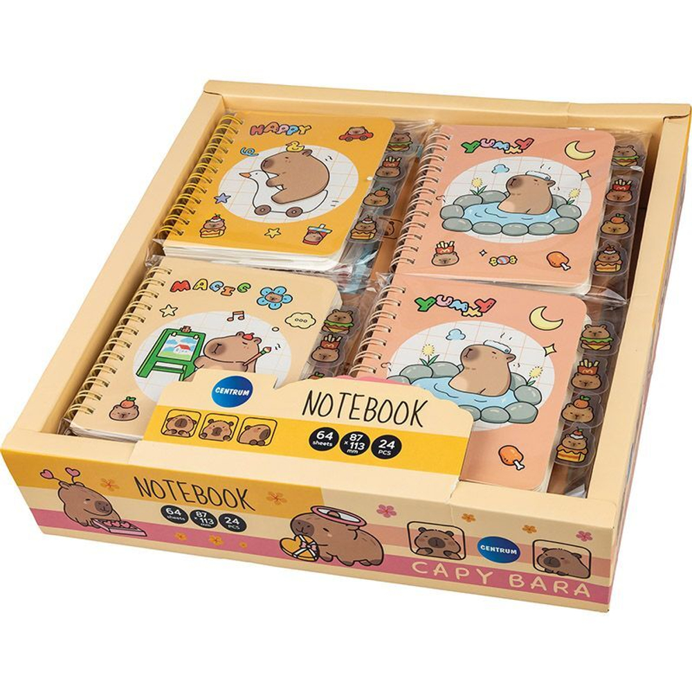 Блокнот А7 64л. "Капибара" лин., с разделителями