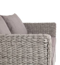 "Капучино" диван из искусственного ротанга (гиацинт) трехместный с подушками, цвет серый