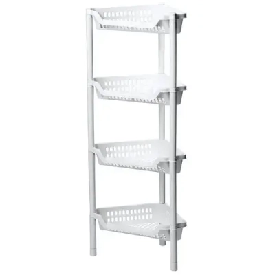 Полка угловая ЕВРО на колесах (4 секции) Белый 0,79,38х0,27м