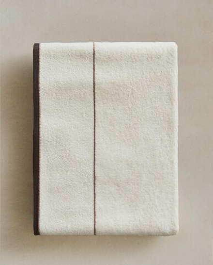 Zara Home - Банное полотенце с рисовой каймой, белый, 90х150 см