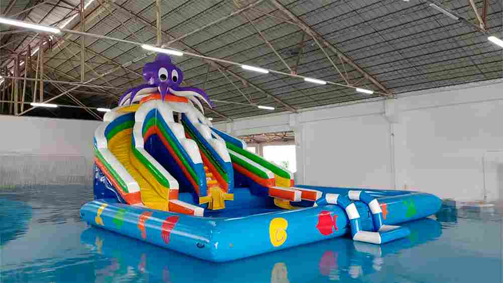 Надувная лестница для бассейна из ПВХ с бассейном, синий, 1,82*1,1*0,87 м