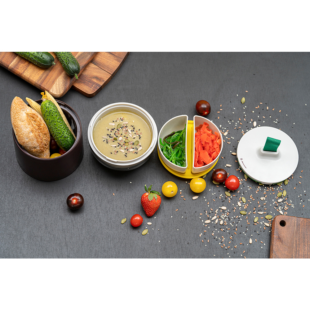 Ланч-бокс meals, 800 мл, темно-сливовый/светло-серый