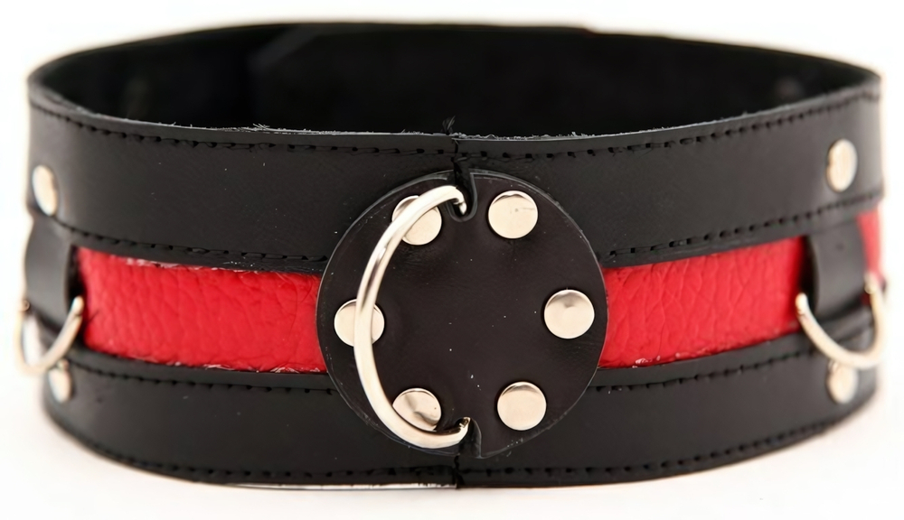 Чёрный ошейник с красной полосой (Цвет: черный с красным)