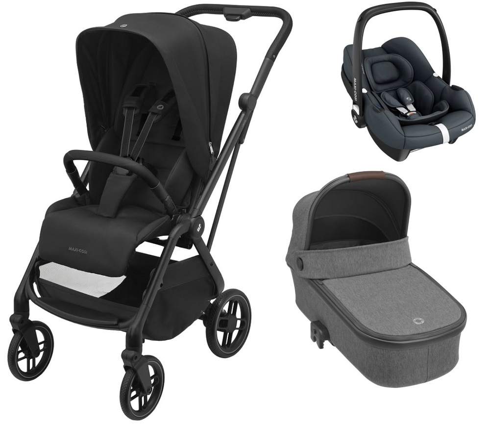 Детская коляска Maxi-Cosi Leona² Oria 3 в 1 с автокреслом CabrioFix Essential graphite 1204390110 Twillic Black/1507029110 Select Grey