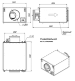 Габариты и размеры подсоединений  приточной установки Breezart 1000 Lux FC
