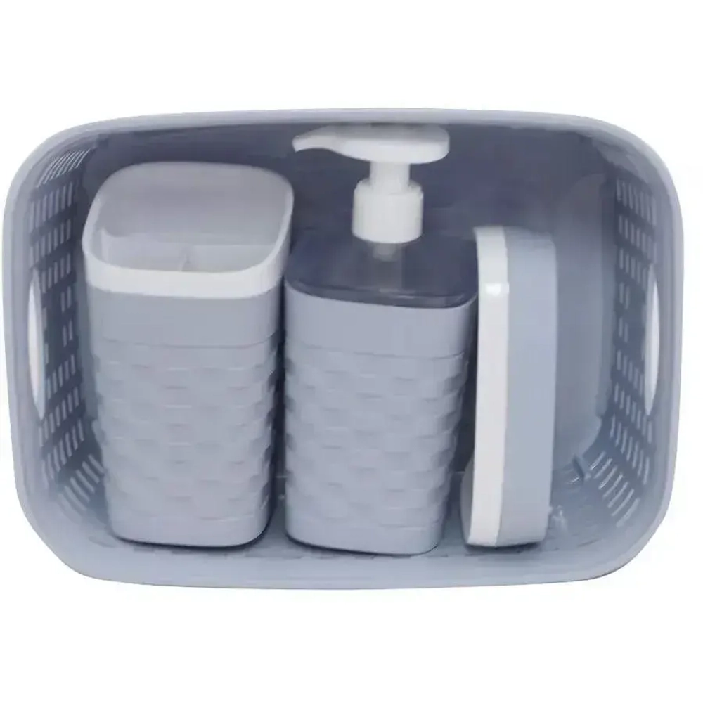 Набор для ванной комнаты 4 предмета Reef (серый) (комплект 8 шт)