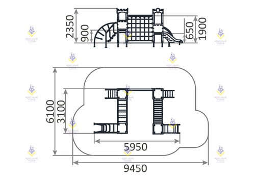 Игровой комплекс «Четыре башни с сеткой» Замок