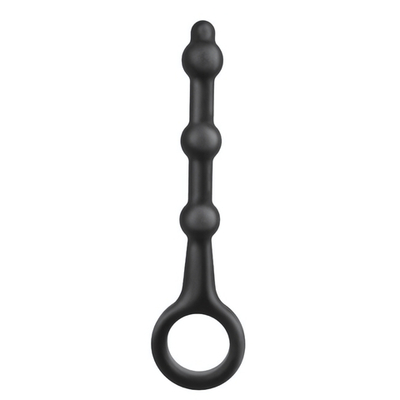 Силиконовый стимулятор ануса с кольцом Pleasure Piston (Цвет: черный)