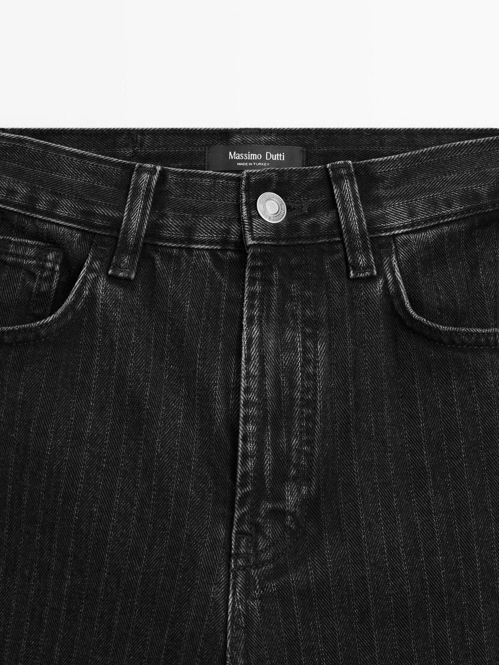 Massimo Dutti Джинсы с высокой посадкой и прямыми штанинами, черный