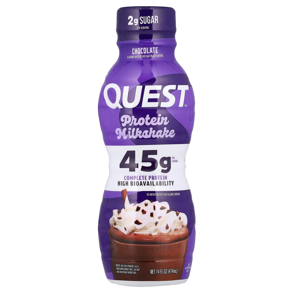 Quest Nutrition, Протеиновый молочный коктейль, шоколад, 4 флакона по 414 мл (14 жидк. Унций)