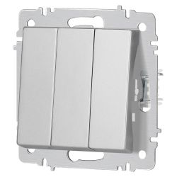Выключатель Intro Accent 6-106-03 тройной, 10А-250В, IP20, СУ, AL/CU, алюминий | Intro