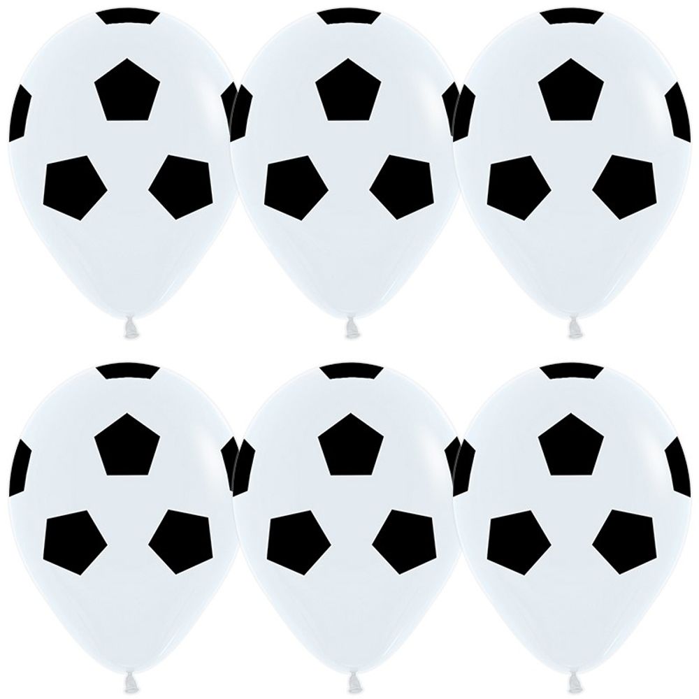 Шар (12''/30 см) Футбольный мяч, Белый, пастель, 5 ст, 25 шт.