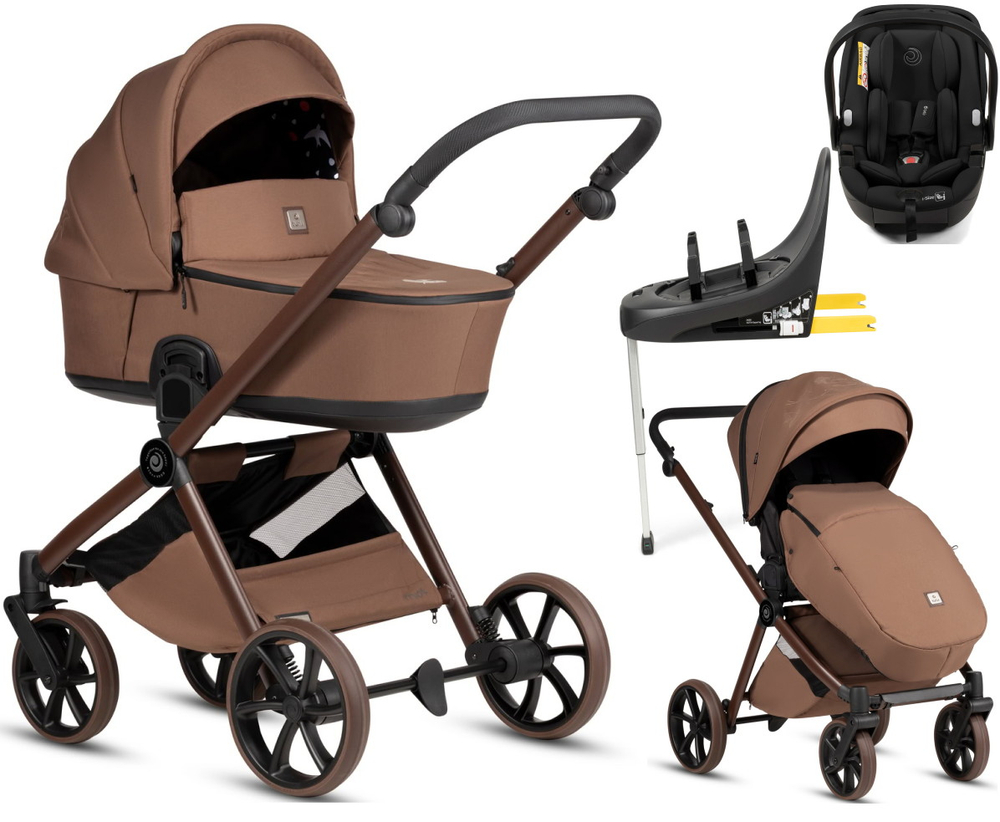 Детская коляска Tutis Mio 3 Plus Limited New 4 в 1 с автокреслом Beno Black и базой 1622016 Hoopoe Brown