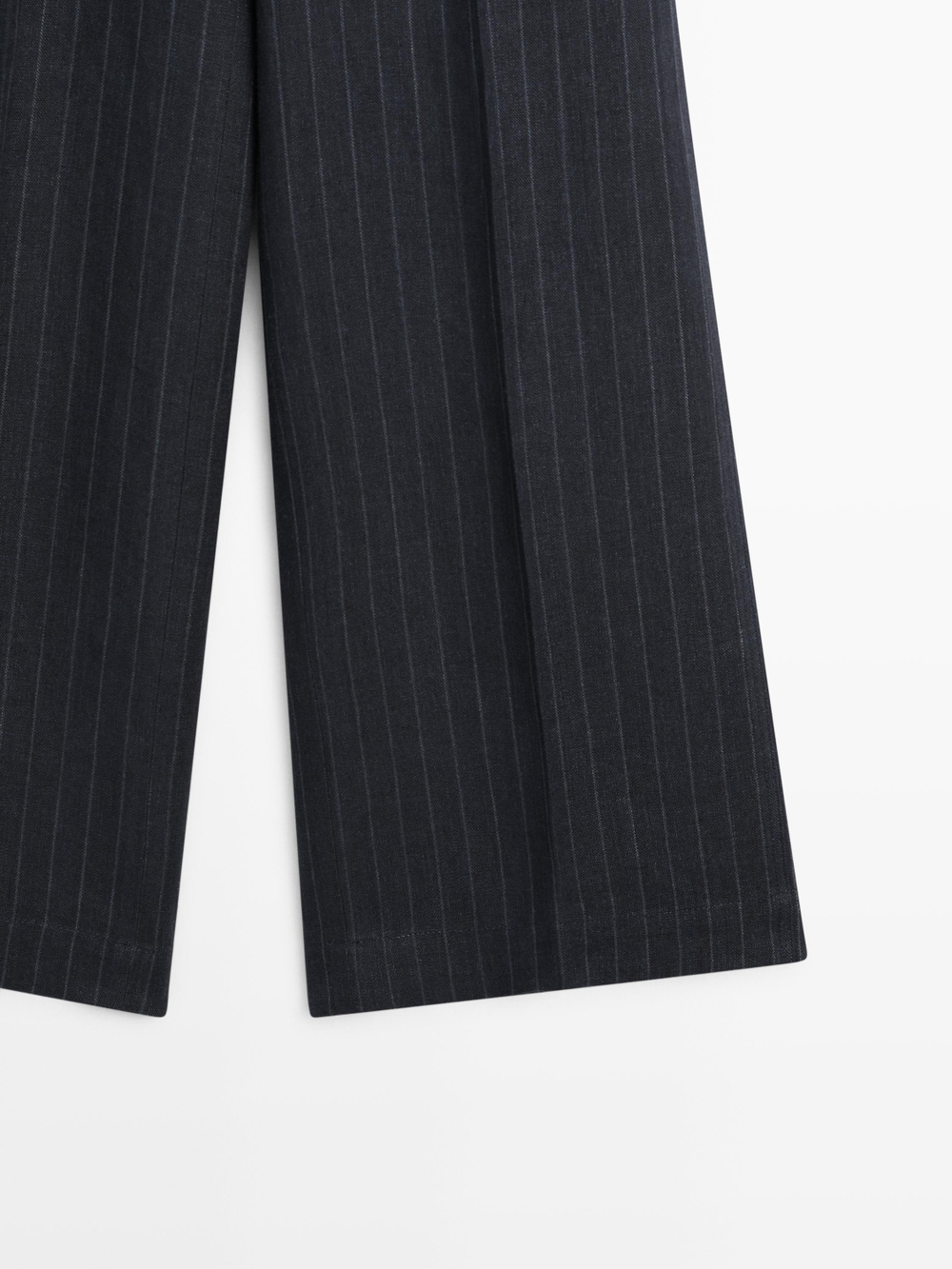 Massimo Dutti Широкие льняные брюки в тонкую полоску, темно-синий