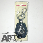 Брелок для ключей Кожа  МИТСУБИСИ Mitsubishi  Ромб с металл эмблемой с 2ным карабином