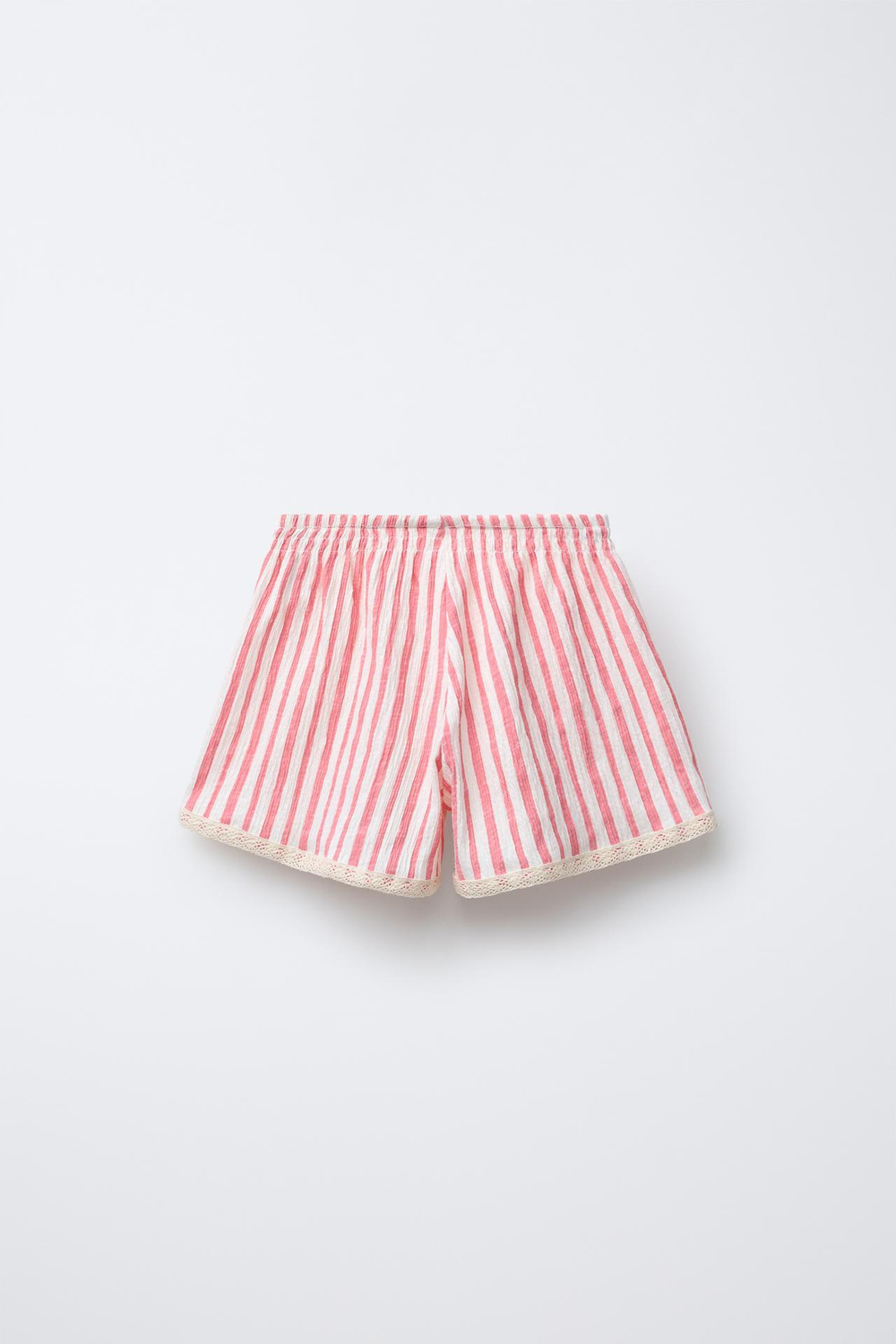 ZARA БЕРМУДЫ С ПРИНТОМ И КРУЖЕВОМ, РОЗОВЫЙ