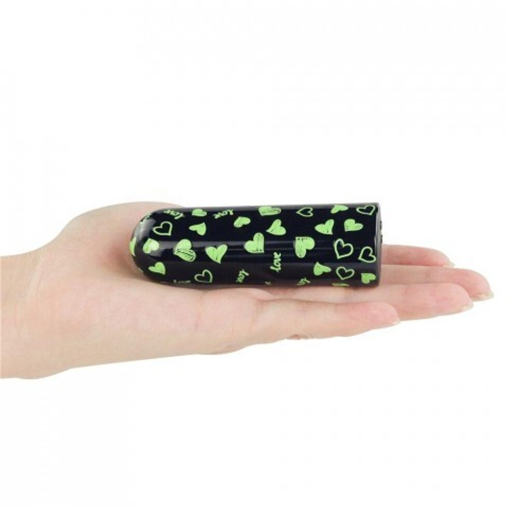 Мини-вибратор "Heart " (8,5*2,7 см.) светится в темноте