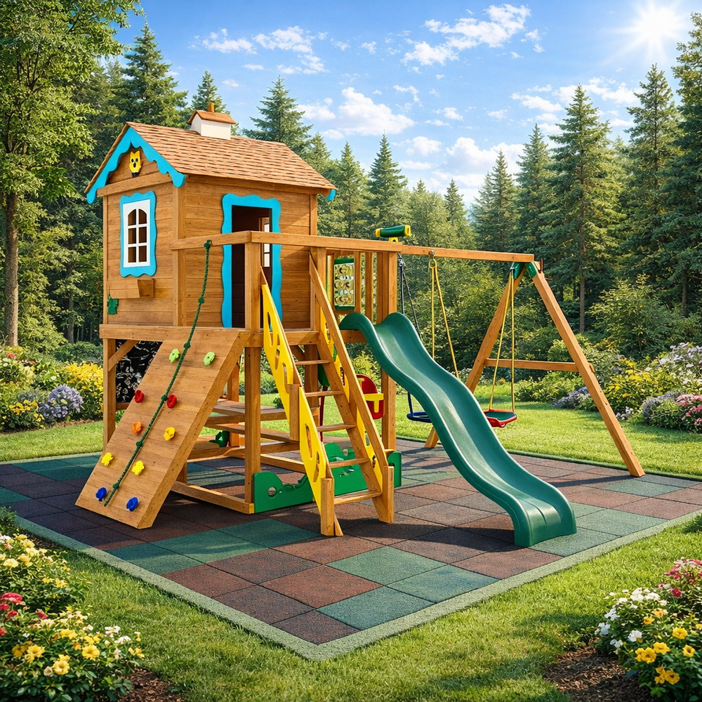 Детская деревянная площадка "Домик 2 Совёнок"