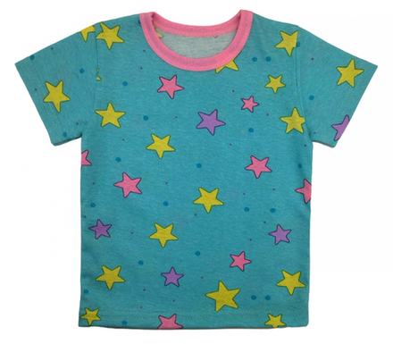 Футболка для девочки 411/145 звезды на голубом