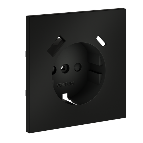 Накладка для розетки с заземлением и защитными шторками, с USB A+C, S70 (черный матовый)