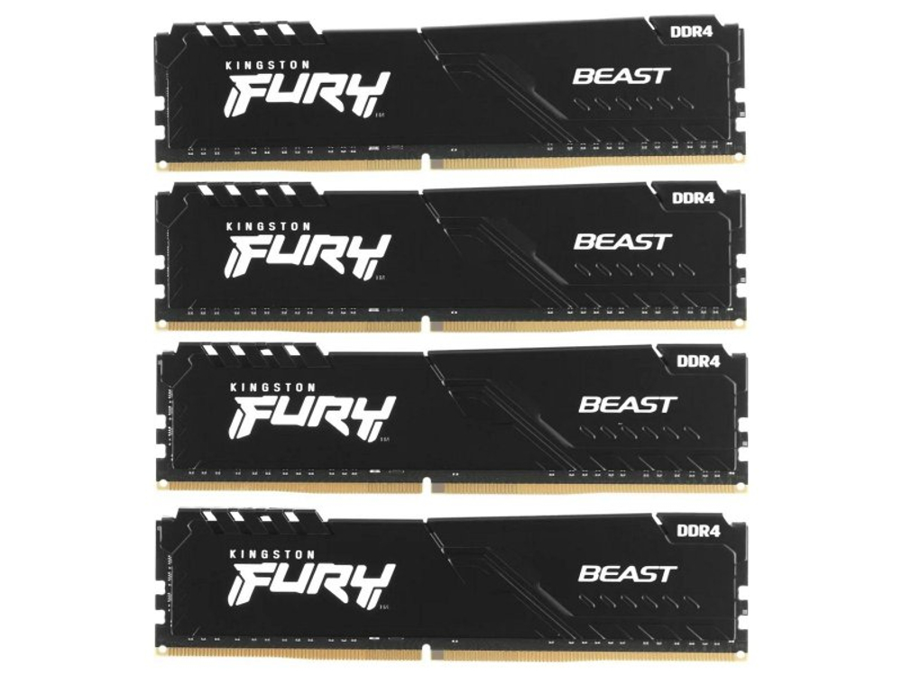 Оперативная память Kingston Fury Beast Black KF436C18BBK4/64, DDR4 4х 64ГБ 3600 МГц, DIMM, RTL