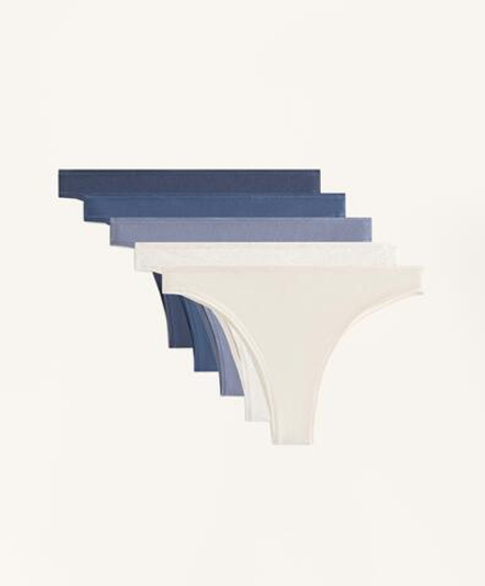 OYSHO Набор из 5 пар трусов-бразильяно из хлопковой смеси, темно-синий