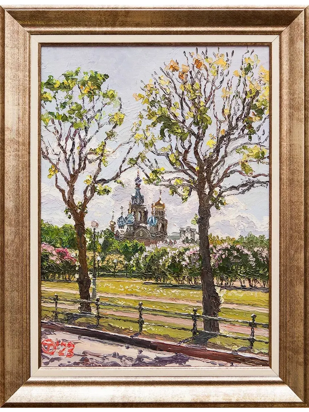 Картина маслом "Вид на Храм Спаса-на-Крови" Опритова